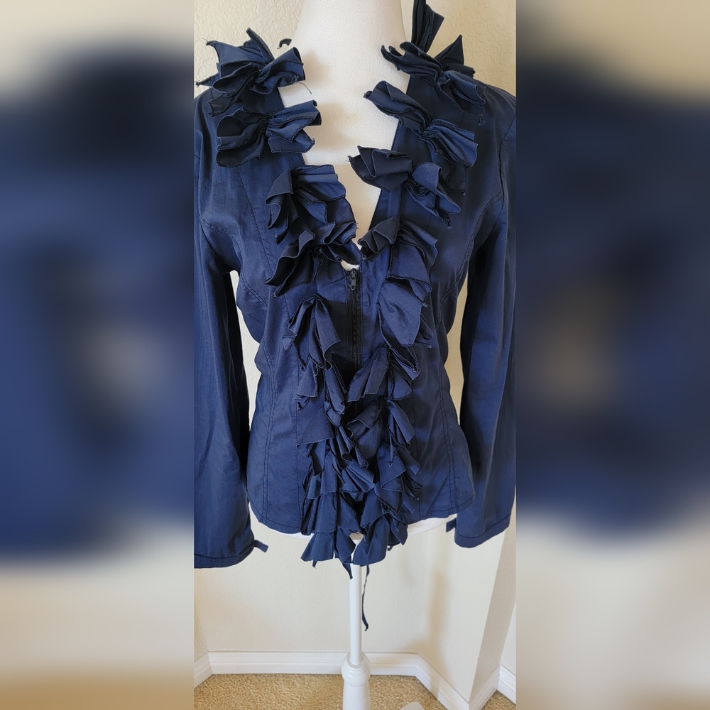 Rinascimento Ruffle Blouse Tie Up Back made in Italy, size L - Picture 3 of 6